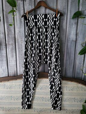 Cotton Spandex Geometric Harem Pants L